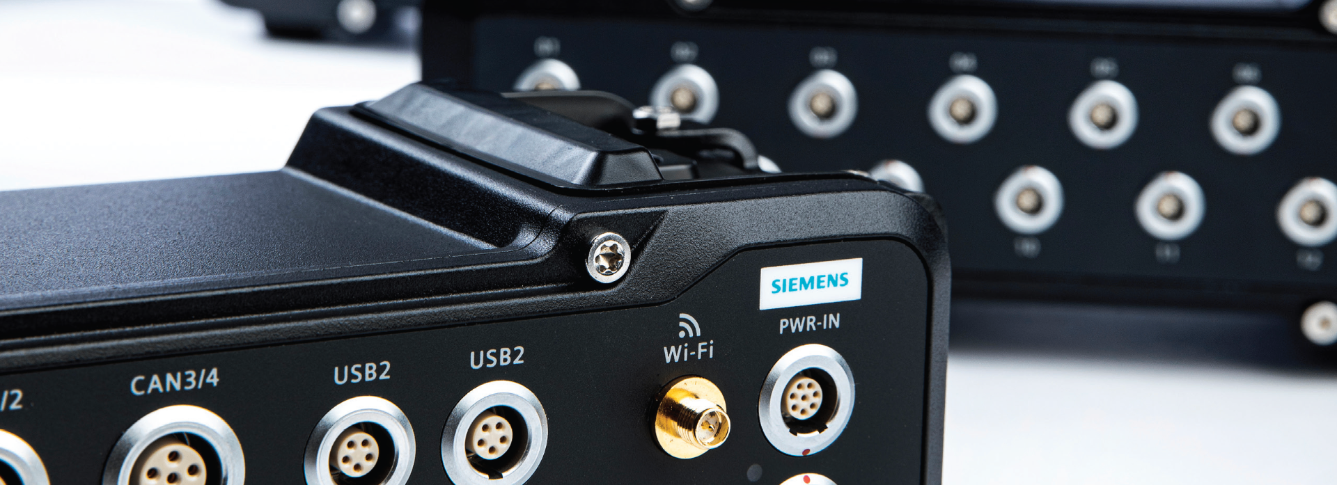 Siemens Simcenter SCADAS connector panel — rugged multi-channel NVH data acquisition